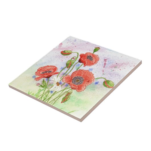 "3 Mohnblumen-" Fliese (Seite)