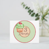 3 Monate Cupcake Meilenstein Postkarte (Stehend Vorderseite)