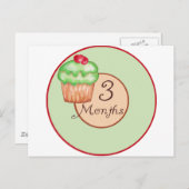 3 Monate Cupcake Meilenstein Postkarte (Vorne/Hinten)