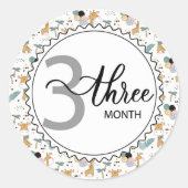 3 Monate Meilenstein Baby Giraffen und Balloons Runder Aufkleber (Vorderseite)