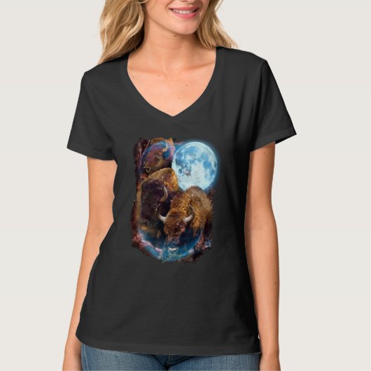 3 Mond Büffel Bison Tier Bison T-Shirt (Vorderseite)