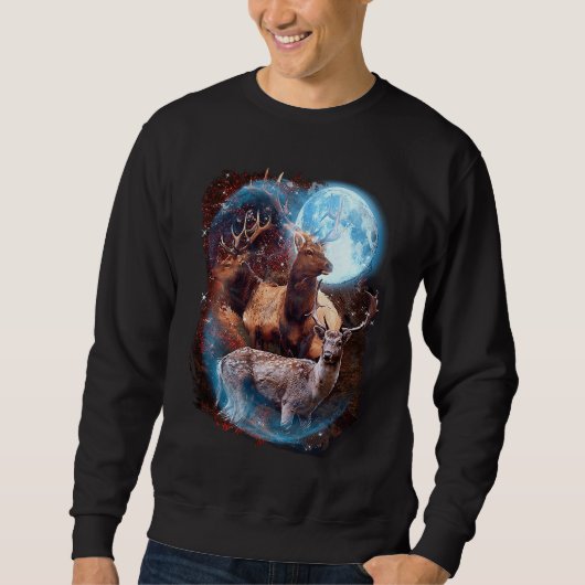 3 Moon Deer  Animal  Reindeer Graphic Sweatshirt (Vorderseite)
