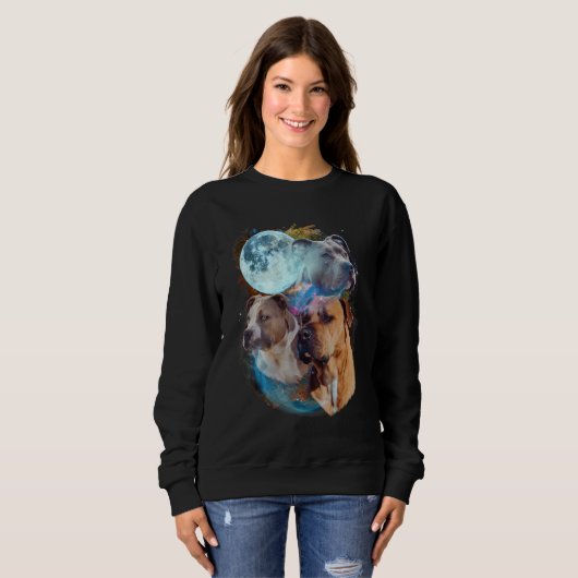 3 Moon Pitbull Dog  Canine Puppy Graphic Pet Humor Sweatshirt (Vorne ganz)