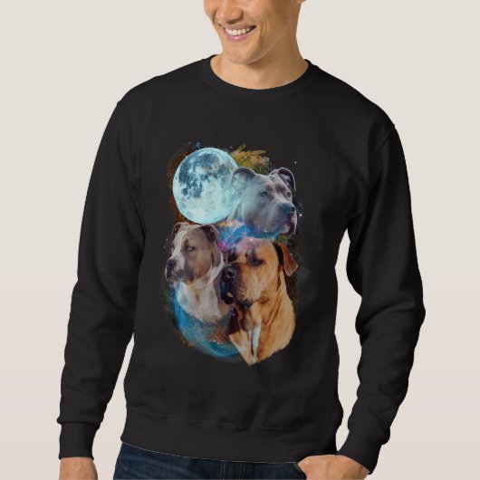 3 Moon Pitbull Dog Canine Puppy Graphic Pet Humor Sweatshirt (Vorderseite)