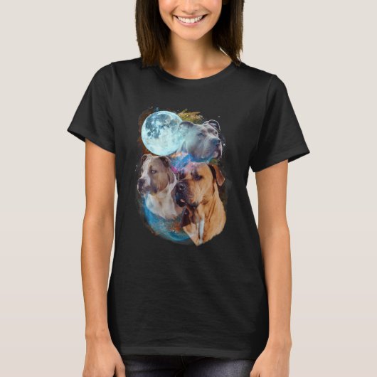 3 Moon Pitbull Dog  Canine Puppy Graphic Pet Humor T-Shirt (Vorderseite)