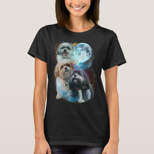 3 Moon Shih Tzu Dog Canine Puppy Graphic Pet Humo T-Shirt (Vorderseite)