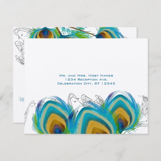 3 Musical Peacock Feathers UAWG Postcard RSVP Karte (Vorne/Hinten)