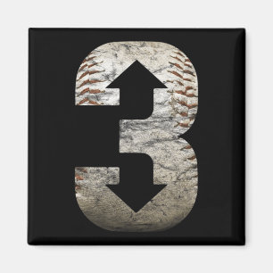 3 Nach drei oben drei nach unten Baseball Magnet