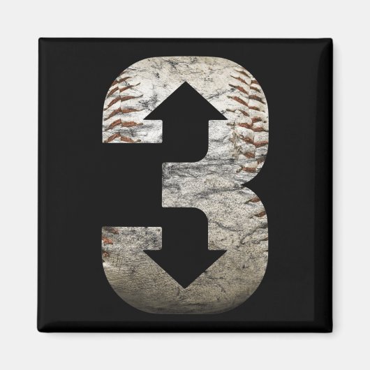 3 Nach drei oben drei nach unten Baseball Magnet (Vorne)