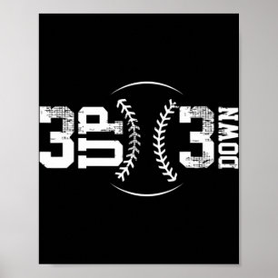 3 Nach oben 3 Nach unten Baseball Poster