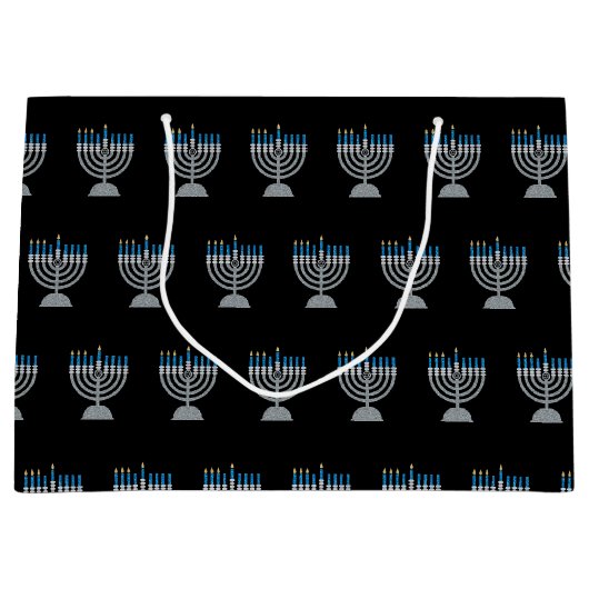 3. Nacht des Hanukkah-Glitzer Große Geschenktasche Große Geschenktüte (Vorderseite)