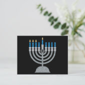 3. Nacht des Hanukkah-Glitzer Postkarte (Stehend Vorderseite)