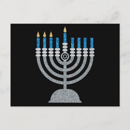 3. Nacht des Hanukkah-Glitzer Postkarte (Vorderseite)