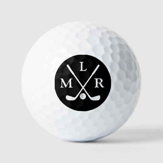 3 Name Initials | Personalized B&W Monogram  Golfball (Vorderseite)