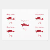 3 Name Set Frohe Weihnachten Personalisiertes Flug Geschenkpapier Set (Vorderseite 3)