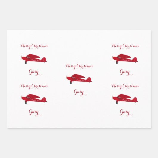 3 Name Set Frohe Weihnachten Personalisiertes Flug Geschenkpapier Set (Vorderseite 3)