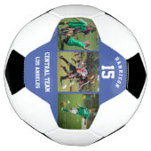 3 Name und Nummer des Fotocollage-Spielers Blau Fußball (Gedreht)