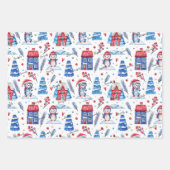 3 Namen, Matching Blue Red 19x29, Winter Holiday Geschenkpapier Set (Vorderseite 2)