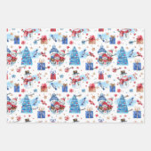 3 Namen, Matching Blue Red 19x29, Winter Holiday Geschenkpapier Set (Vorderseite)