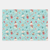 3 Namen Niedlich Matching Weihnachtscreme 19x29 Geschenkpapier Set (Vorderseite 3)