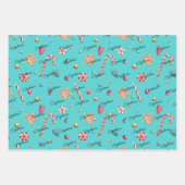 3 Namen Niedlich Matching Weihnachtscreme 19x29 Geschenkpapier Set (Vorderseite)