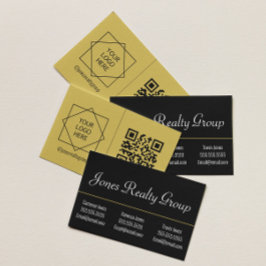 3 Namen QR-Code-Logo | Schwarze moderne Visitenkar Visitenkarte
