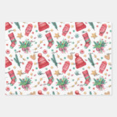 3 Namen, Rot & Grün 19x29 Weihnachten Geschenkpapier Set (Vorderseite)