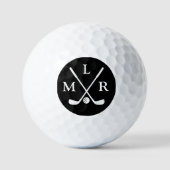 3 Namensinitialen | Personalisiertes B&W-Monogramm Golfball (Vorderseite)
