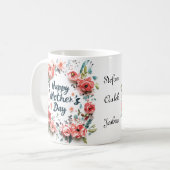3 Names Floral Happy Mütter Tag Kaffeetasse (Vorderseite Links)