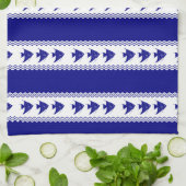 3 Navy Blau und Weiß Küste Muster Angelfish Geschirrtuch (Gefaltet)