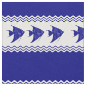 3 Navy Blau und Weiß Küste Muster Angelfish Stoff (Nahaufnahme)