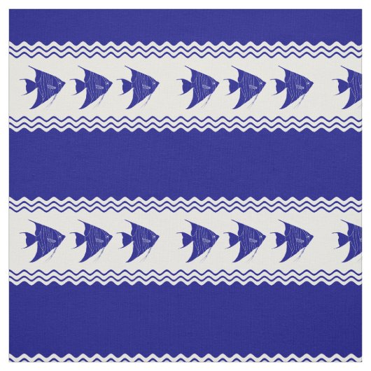 3 Navy Blau und Weiß Küste Muster Angelfish Stoff (Muster)