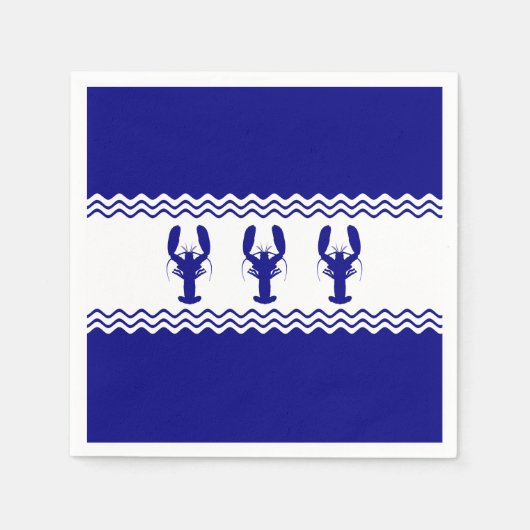 3 Navy Blue and White Coastal Hummer Serviette (Vorderseite)