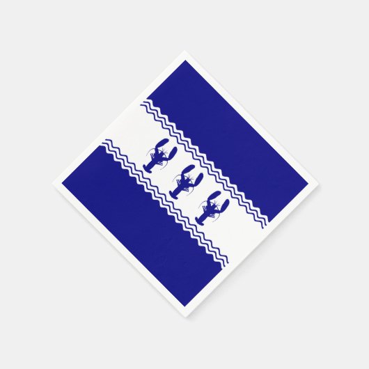 3 Navy Blue and White Coastal Hummer Serviette (Ecke)