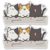 3 Niedlich Happy Kawaii Chibi Cats Aufkleber (Vorderseite)