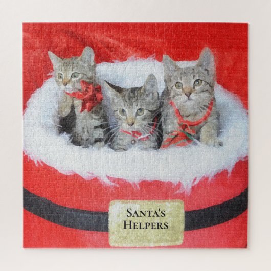 3 Niedliche Kätzchen Kleine Helfer des Weihnachtsm Puzzle (Vertikal)