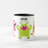 3 Niedliche kleine Monster mit Namen Tasse (Zentrum)