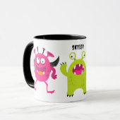 3 Niedliche kleine Monster mit Namen Tasse (Vorderseite Links)