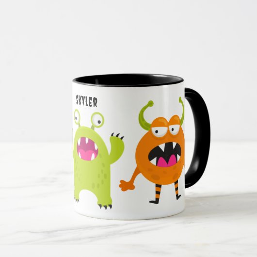 3 Niedliche kleine Monster mit Namen Tasse (VorderseiteRechts)