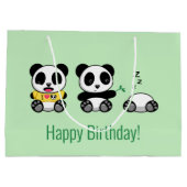 3 Niedliche kleine Pandas auf Green Große Geschenktüte (Rückseite)
