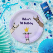 3 Niedliche Lama Faces Cartoon Illustration Geburt Pappteller (Party)