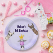 3 Niedliche Lama Faces Cartoon Illustration Geburt Pappteller (Party)