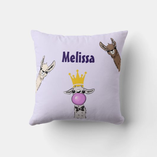 3 Niedliche Lama Faces Cartoon Illustration Kissen (Rückseite)