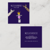 3 Niedliche Lama Faces Illustration Quadratische Visitenkarte (Vorne/Hinten)