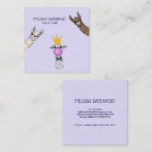 3 Niedliche Lama Faces Illustration Quadratische Visitenkarte (Vorne/Hinten)