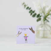 3 Niedliche Lama Faces Illustration Quadratische Visitenkarte (Stehend Vorderseite)