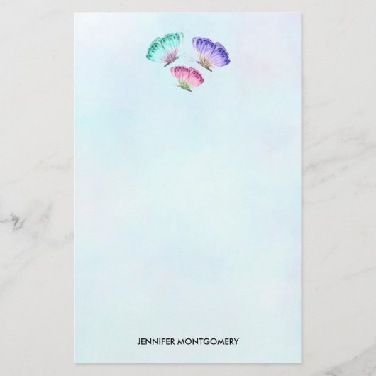 3 Niedliche Pastelfarben Wasserfarbenfrohe Schmett Briefpapier (Vorderseite)