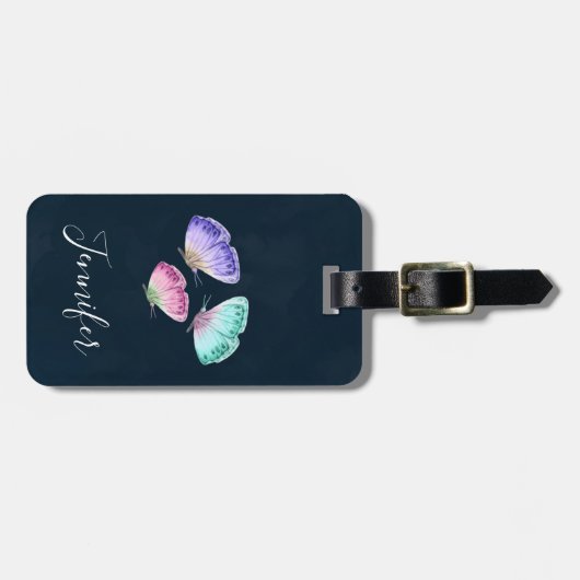 3 Niedliche Pastelfarben Wasserfarbenfrohe Schmett Gepäckanhänger (Vorderseite horizontal)