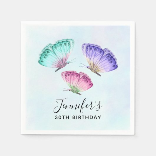 3 Niedliche Pastelfarben Wasserfarbenfrohe Schmett Serviette (Vorderseite)