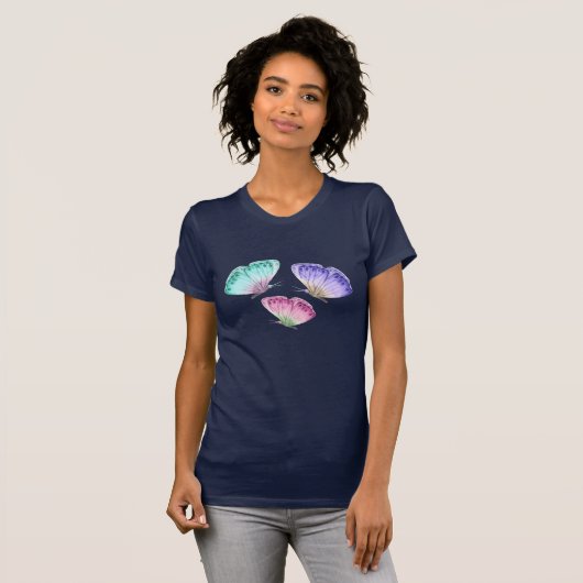 3 Niedliche Pastelfarben Wasserfarbenfrohe Schmett T-Shirt (Vorne ganz)